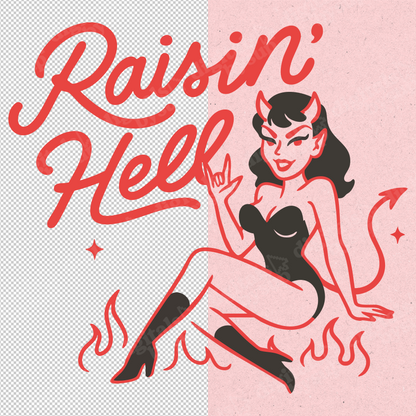 Raisin Hell Funny Western Graphic: Retro Cowboy PNG (Digital Download)