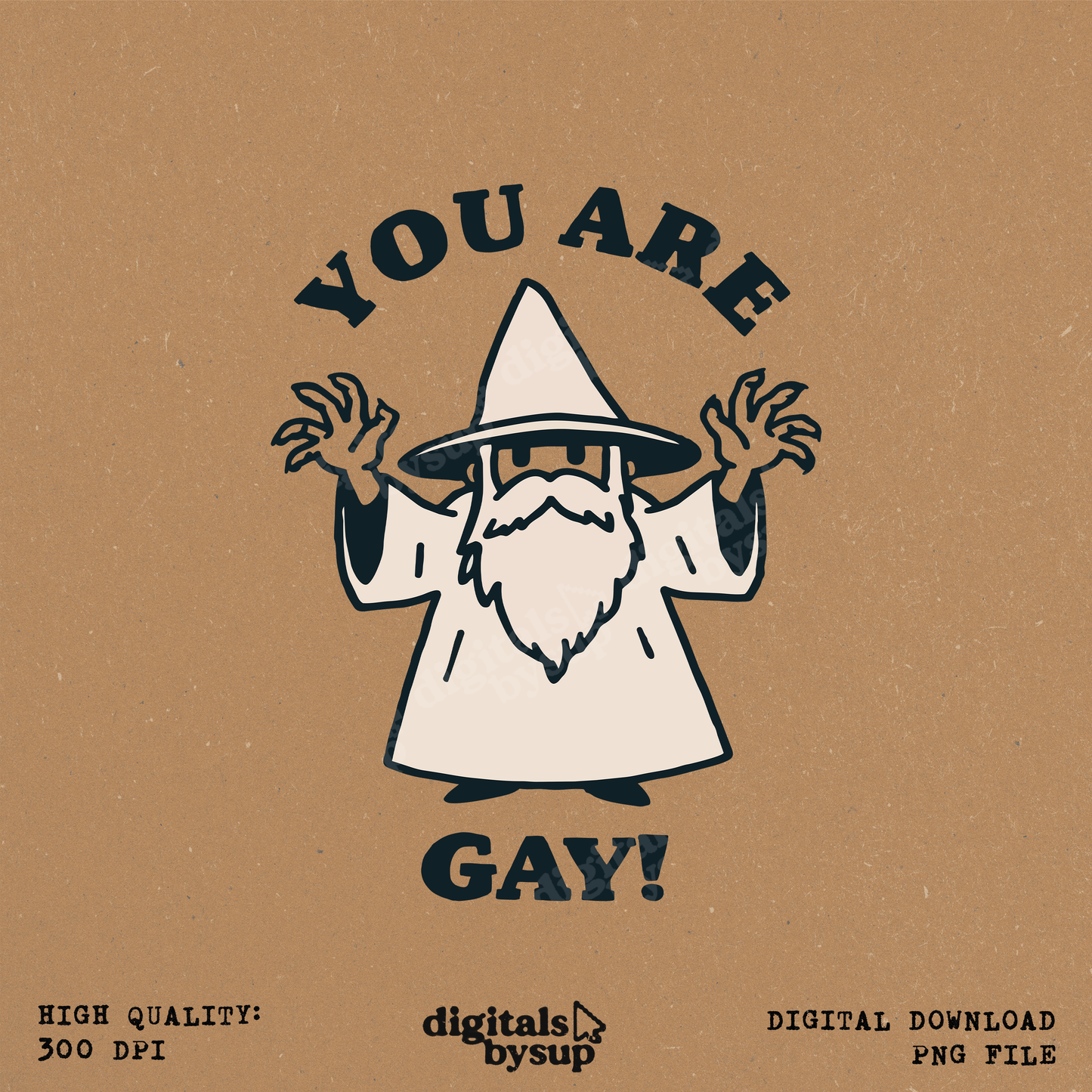 You Are Gay PNG: Funny Wizard LGBTQ Pride Meme Clipart (Digital Download)