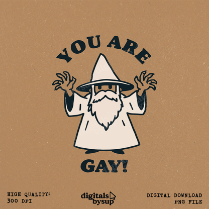 You Are Gay PNG: Funny Wizard LGBTQ Pride Meme Clipart (Digital Download)
