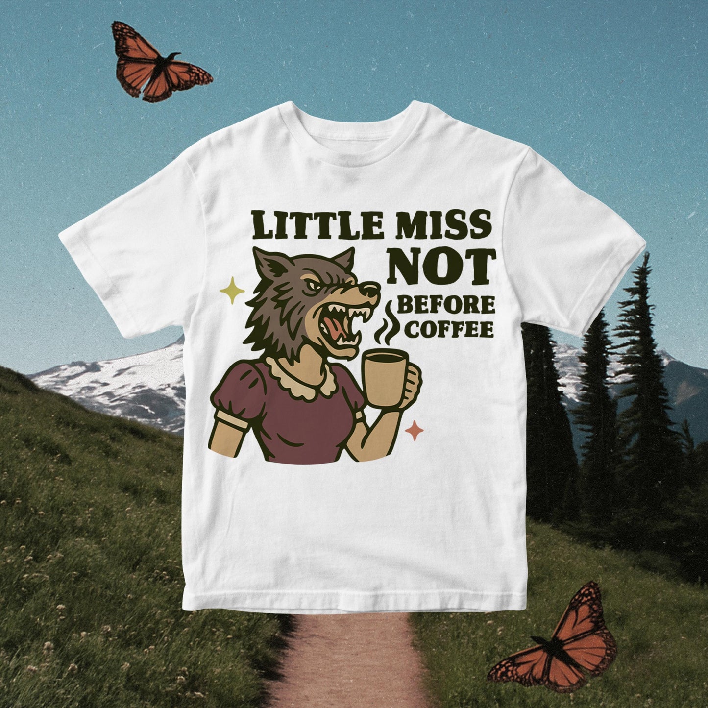 Sassy Retro Coffee PNG: Funny Little Miss Digital Design (300 DPI)