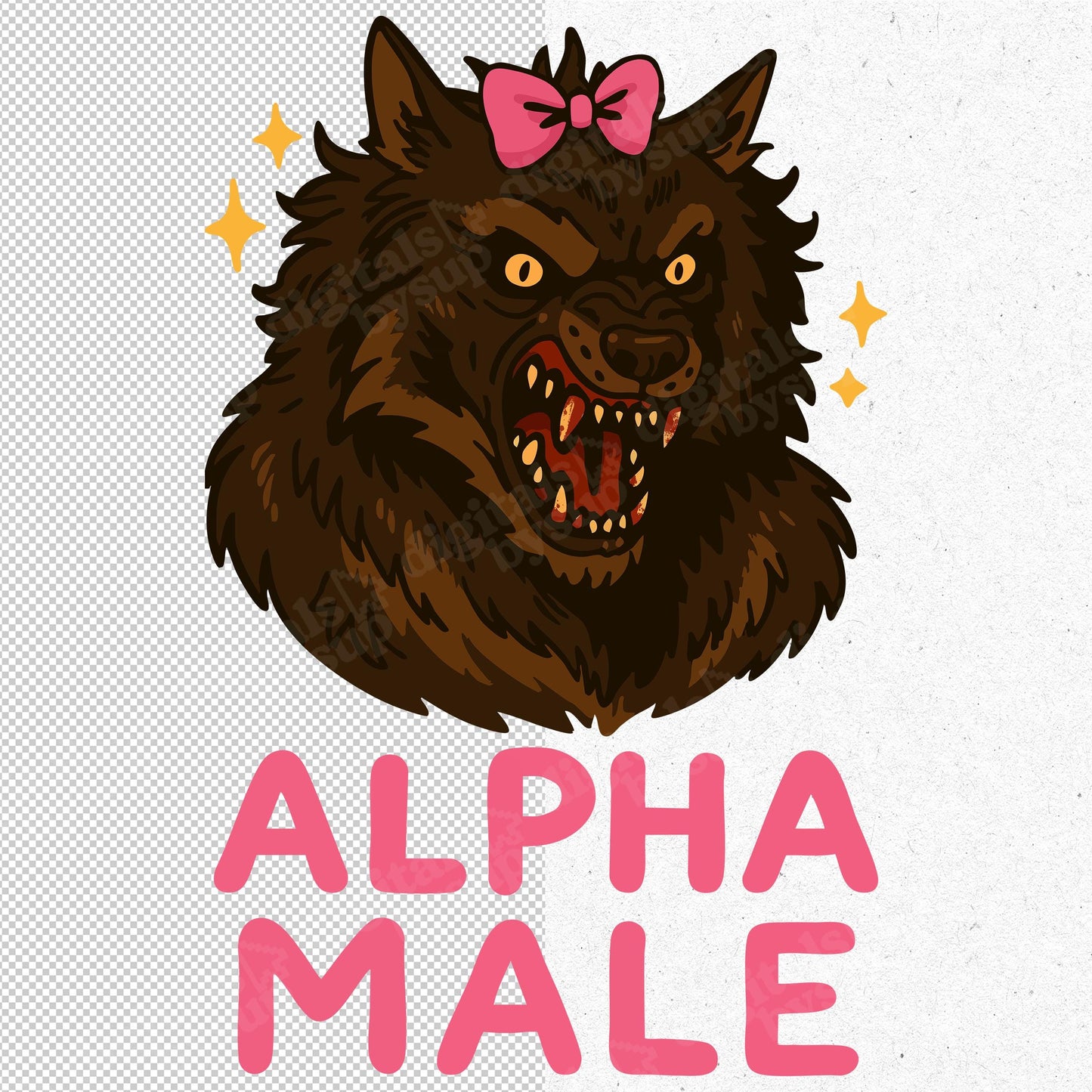 Alpha Male Wolf PNG: Funny Ironic Meme T-Shirt Design (Digital Download)