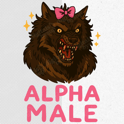 Alpha Male Wolf PNG: Funny Ironic Meme T-Shirt Design (Digital Download)