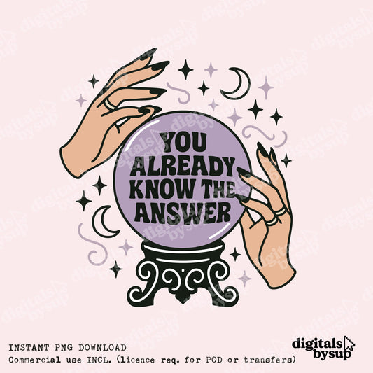 Witchy Crystal Ball PNG: Positive Quote, Boho Clipart (Digital Download)