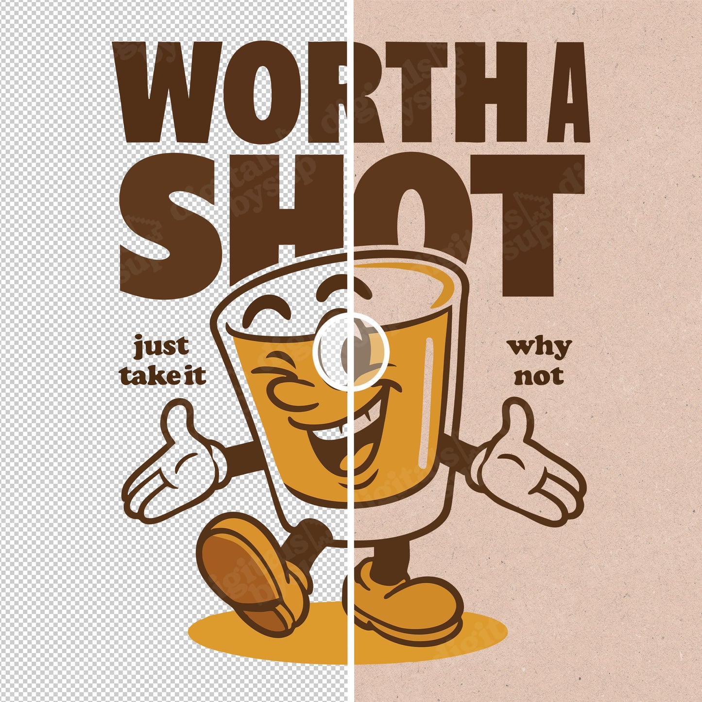 Retro Shot Glass PNG - Worth a Shot, Bar Humor Sublimation Clipart (Digital Design)