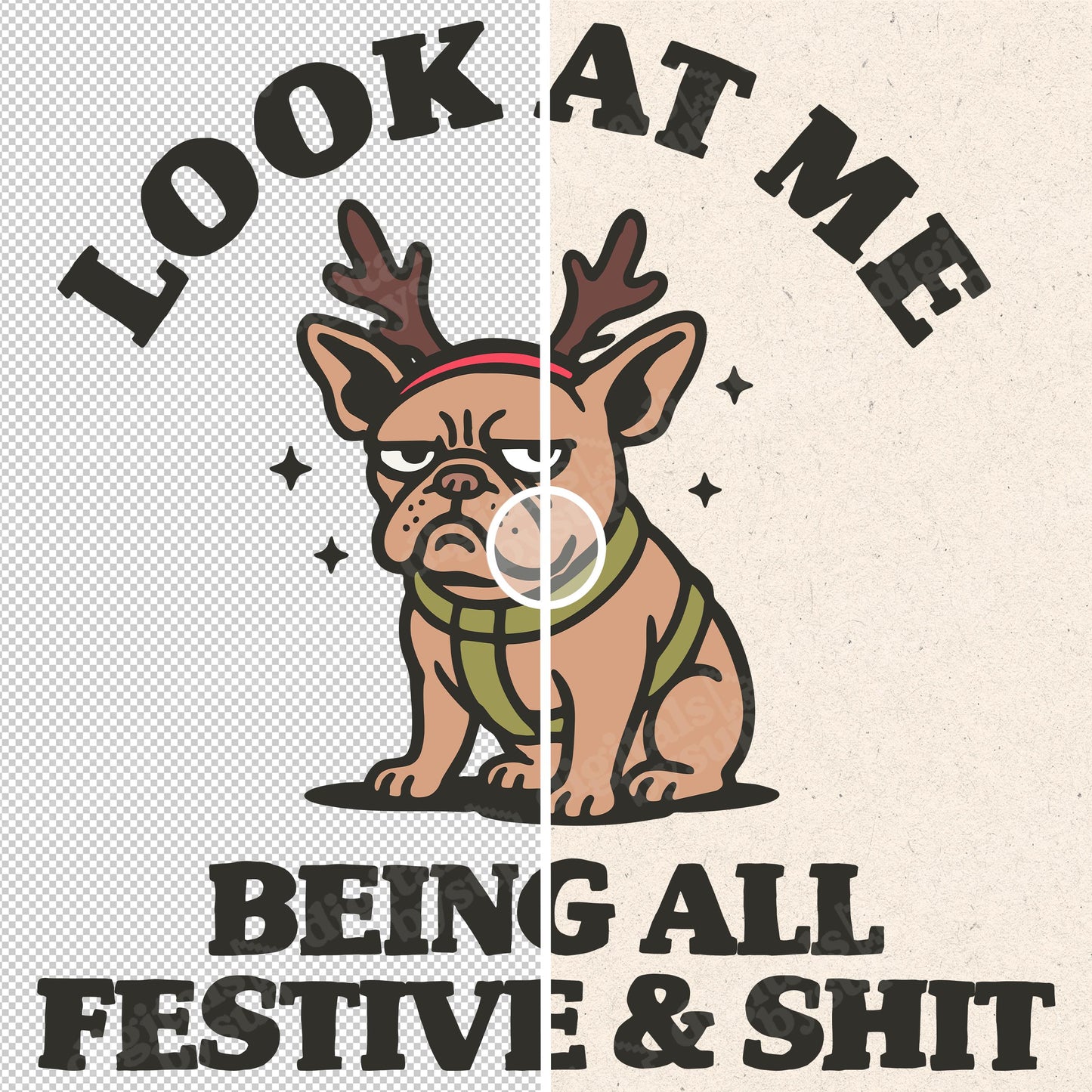 Funny Christmas Pug PNG: Festive Snarky Dog Design (Digital Download)