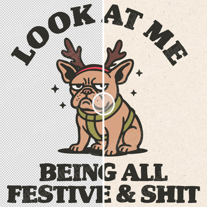 Funny Christmas Pug PNG: Festive Snarky Dog Design (Digital Download)