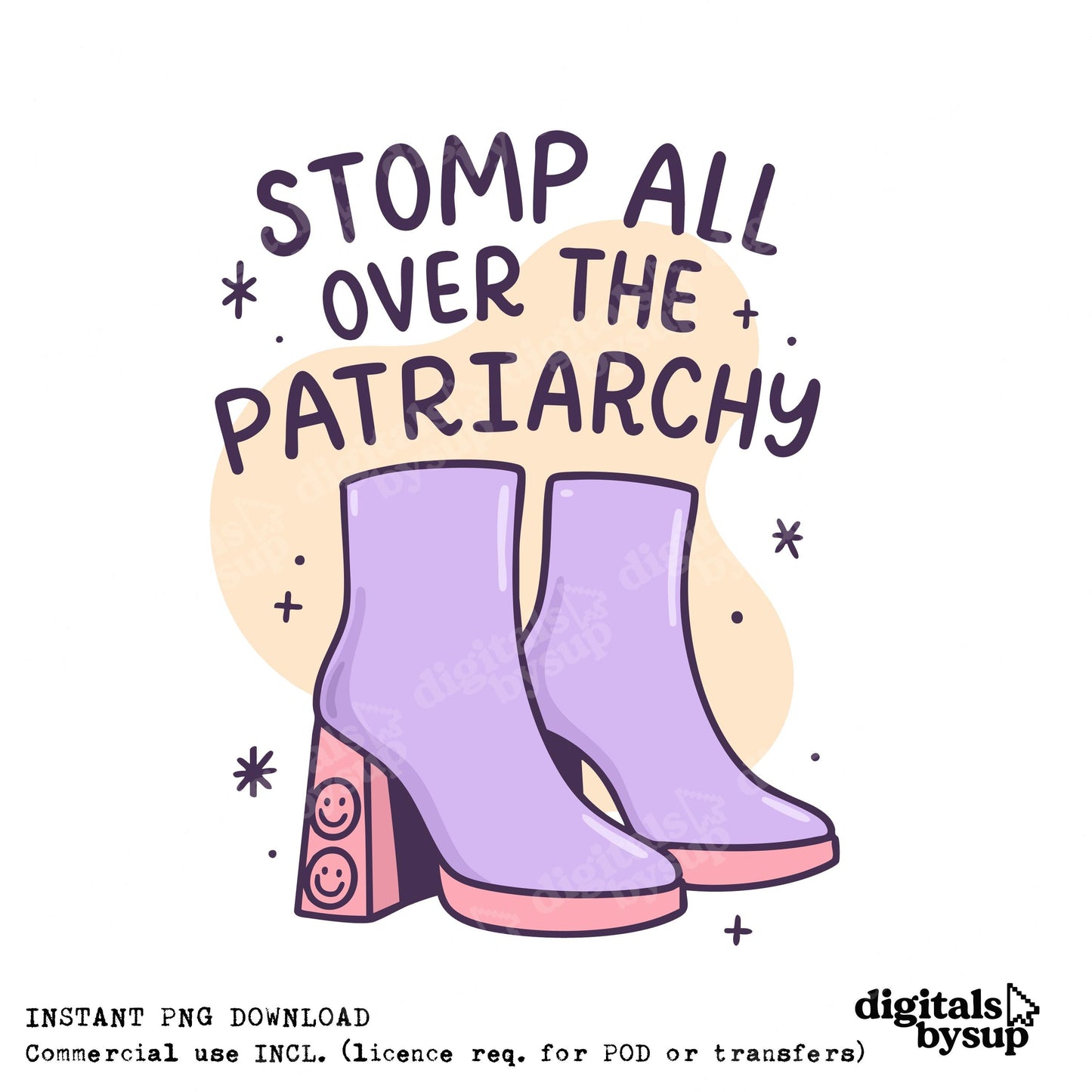 Feminist Boots PNG: Stomp Patriarchy, Girl Power Clipart (Digital Download)