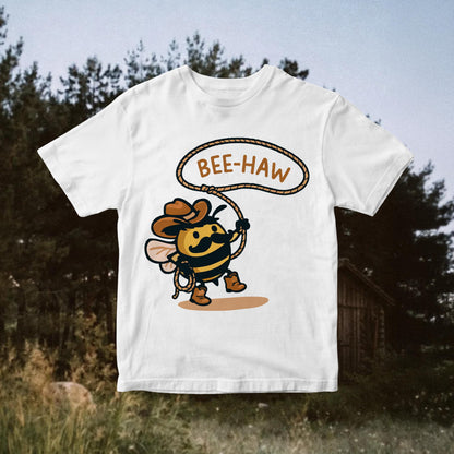 Cowboy Bee PNG: Bee Haw Lasso Graphic, Western Nursery Wall Art, Funny Animal Sublimation Design, Digital Download for T-Shirts & Mugs