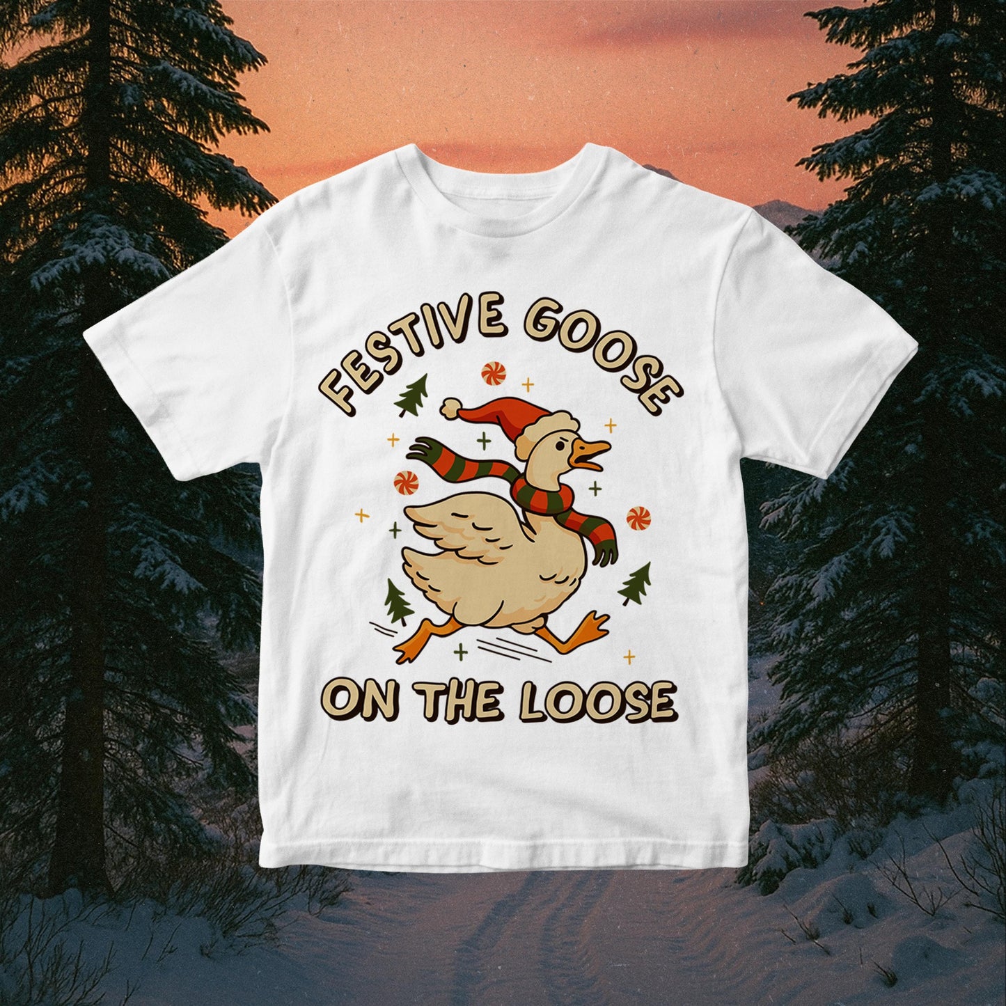 Funny Christmas Goose PNG, Festive Retro Design (Digital Download)