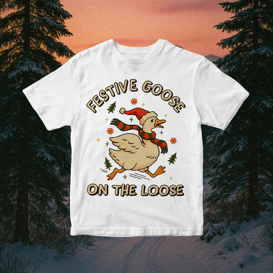 Funny Christmas Goose PNG, Festive Retro Design (Digital Download)