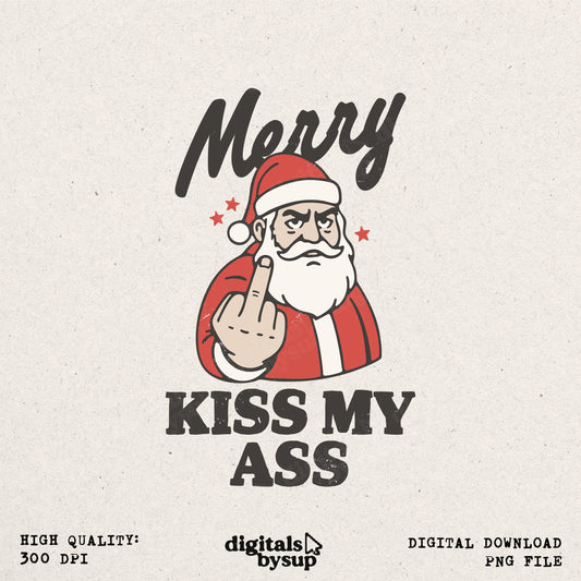 Funny Sarcastic Santa PNG: Adult Humor Christmas Design (Digital Design)