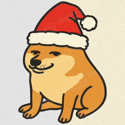 Christmas Shiba Dog PNG: Meme Dog Santa Design (Digital Download)
