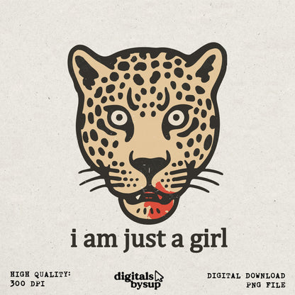 Girl Power Shirt PNG - Feminist Leopard Head Clipart (Digital Download)