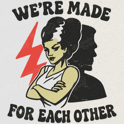 Frankenstein Valentine PNG: Vintage Romantic Saying Design (Digital Download)