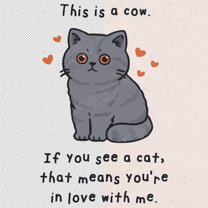 Funny Valentine Cat PNG: Humorous Gift Design (Digital Download)