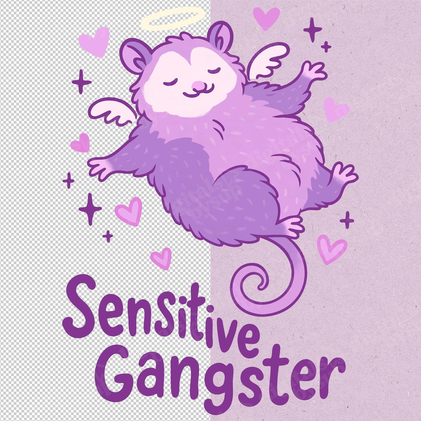 Cute Possum PNG: Pastel Meme T-Shirt Design Funny Animal (Digital Download)