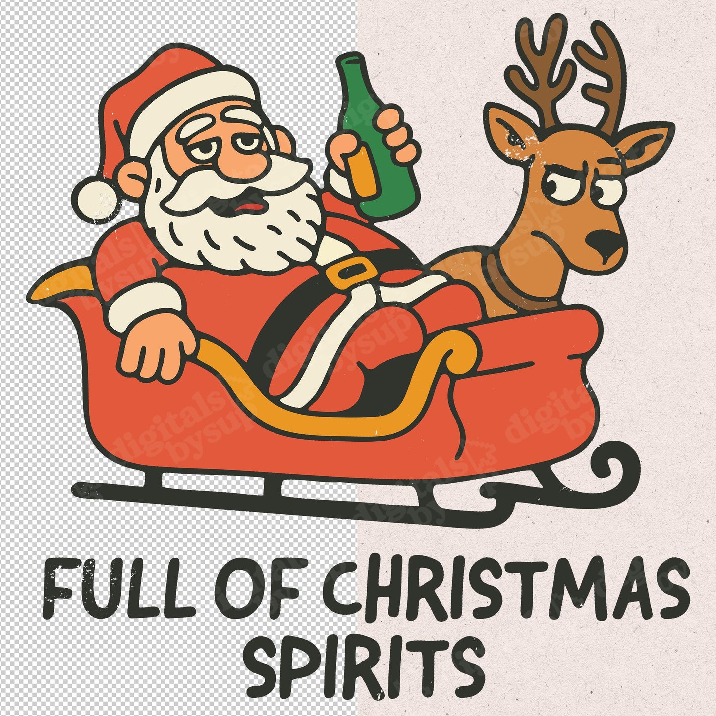 Funny Santa Beer PNG: Alcoholic Christmas Design (Digital Download)