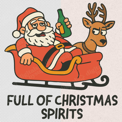 Funny Santa Beer PNG: Alcoholic Christmas Design (Digital Download)