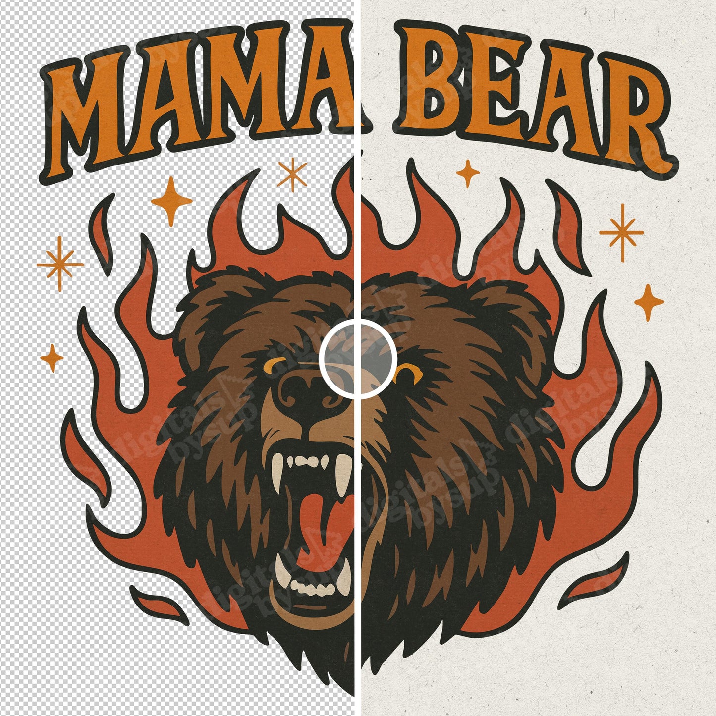 Mama Bear PNG – Retro Bear Head Sublimation Design (Digital Download)