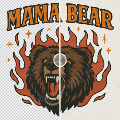 Mama Bear PNG – Retro Bear Head Sublimation Design (Digital Download)